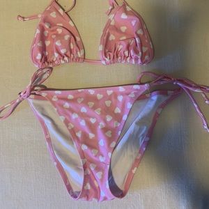 Vintage VS pink and white heart triangle bikini